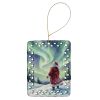 Santa Claus Watching the Northern Lights Christmas Porcelain Ornament Christmas Tree Hanging Decorations for Home Christmas Holiday, Rectangle, Gift
