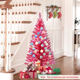 4FT Red Christmas Tree with 50 UL Lights, 122 PVC Tips – Prelit Artificial Holiday Tree for Indoor Decoration, Small Space, Tabletop, Apartment