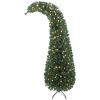 6 ft Prelit Bent Top Christmas Tree, Whimsical Xmas Tree Slim High Mountain Fir with 200 LEDs and Metal Stand, Green