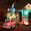 9ft Christmas Inflatables Outdoor Decorations Santa Claus Drives a Gift Car with Elk, Elf and Two Penguins
