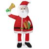 6FT Lighted Santa Claus Holding Bell Christmas Yard Decorations, Pre-lit Pull Up Santa with 200 Warm White LEDs