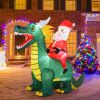 6.7 Feet Christmas Inflatable Santa Claus Ride on Dinosaur with Built-in LED Lights
