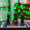 4 PCS Halloween Miniature Witches Cauldron Figurine Table Decoration, Resin Scary Witches Lighted up Cauldron