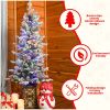 Pre-Lit Potted Flocked Arctic Fir Pencil Artifical Christmas Tree 4ft, Slim Potted Twinkle Christmas Tree with Multicolor Lights, Mixed PE