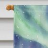 Santa Claus Watching the Northern Lights Christmas House Flag Large Porch Sleeve Pole Decorative Outside Yard Banner Artwork Wall Hanging, Polyester