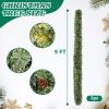2 Pack 9FT Pre-lit Snow Flocked Christmas Garland, Lighted Artificial Xmas Garland with 200 Warm Lights and 440 Tips and Red Berries