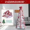 7 FT Fully Decorated Pre-lit Christmas Tree, Pop Up Artificial Xmas Tree with 170 Warm Lights and Red Ornaments for Home Office Store Holiday Deco