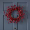 23.5 Inches Berry Wreath, Christmas Red Wreath with Mixed Berries for Indoor Outdoor Decor