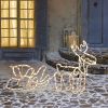 LED Christmas Reindeer and Sleigh Decoration 35 Warm White Lights Steel Frame for Yard Indoor Outdoor