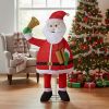 6FT Lighted Santa Claus Holding Bell Christmas Yard Decorations, Pre-lit Pull Up Santa with 200 Warm White LEDs