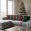 6PC Christmas Tree Trio Pillowcase Set – Red & Green 17.7 inches Festive Cushion Covers for Holiday Décor