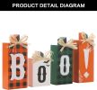Halloween Decorations 4PCS Wooden Boo Sign Block Tabletop Decorations