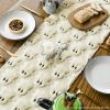 Mode Beige Ghost Soft Plush Faux Fur Jacquard Halloween Table Runner