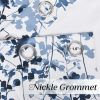 Blackout Floral Curtains for Living Room, Watercolor Foliage Light Blocking Curtains Thermal Insulated Energy Efficient Grommet Drapes, Blue, 52"x84"