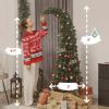 6 ft Prelit Bent Top Christmas Tree, Whimsical Xmas Tree Slim High Mountain Fir with 200 LEDs and Metal Stand, Green