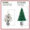 2FT Pre-lit Potted Snow Flocked Christmas Tree Mini Small Artificial Xmas Tree & 30 Lights and 189 PE&PVC Branch Tips for Front Door, Porch