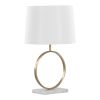 Moon Contemporary Table Lamp in White Marble, Gold Metal and White Shade by