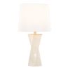 Curvo Square Contemporary 27" Ceramic Table Lamp in Cream Ceramic, Gold Metal, and White Linen by