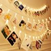 LED Photo Clip Copper String Lights Starry Fairy Warm White Lights Battery Powered for Hang Pictures Cards Bedroom Wall Decorations Christmas Patio Ha