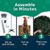 6 ft Fully Decorated Christmas Tree, Gold and Red Collapsible Christmas Tree with 350 Warm Lights, Bows, Ornaments, Holly Leaves and More