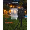 Outdoor Power Stake, 100FT Extension Cord, Outdoor Power Strip Weatherproof with Cover, Remote Control Dusk to Dawn Light Timer Waterproof, 6 Outlets