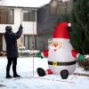 6' Inflatable Santas, Blow-Up Christmas Decor with Rotating Magic Ball Light, Claus for Outdoor Yard, Garden Party