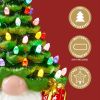 12' Gnome Ceramic Tree, Light up Tabletop Xmas Decor with 60 LED Lights, Ceramic Tree with Christmas Themed Design