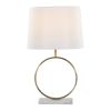 Moon Contemporary Table Lamp in White Marble, Gold Metal and White Shade by
