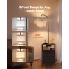Floor Lamp with Table, 2-Tier End Table with 2 Drawers and 3 Color Temperature Lighting