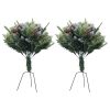 2Pcs Christmas Tree Urn Filler With Light Artificial Lighted Xmas Trees Light with Cones Berries Holiday Planter Filler LED Pathway Pine Tree IP44 Wat