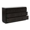 Modern Bedroom Furniture 1pc Dresser of 6x Drawers Charcoal Finish Glass Insert Top Stylish Gunmetal Tone Handles