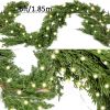 Seasonal Artificial Christmas Garland with LED String Lights Pine Needle Cypress Garland for Holiday Winter Indoor Outdoor Decor
