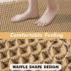 Set of 2 Waffle Bathroom Rugs, Boho Bath Rugs Non Slip Washable, Super Absorbent Bath Mats, Ultra Soft Rubber Backed Shower Mats for Bathroom Floor