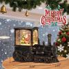 Christmas Snow Globes Vintage Train Santa Claus Snow Globe with Glitter Spinning Water Lantern and 8 Songs