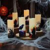 Halloween Flameless LED Candles, Set of 6, Gothic Design with Remote Control, 6 in x 2.15 in, 2AA Battery Operated 400+ Hours, Timer Function