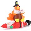 4.9 FT Lighted Christmas Inflatable Decoration, Inflatable Turkey Sitting on Santa Claus