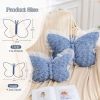 Butterfly Pillow Dusty Blue Decorative Pillows 15" Butterfly Shaped Cute Throw Pillows with Lace Aesthetic Bow Plush Cushion for Room Decor Bed Sofa C