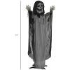 Creepy Halloween Skeleton Witch Decoration Animated Prop with Light Up Eyes and Chest Howling Chain Sound