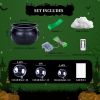 Halloween Decorations Indoor-Green Light Bubble Witch Cauldron DIY,Plastic Cauldron Pot, Black Witches Cauldron,Halloween Kitchen Table Decoration Set