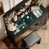 43.4"Makeup Vanity Table, Makeup Table with Large Mirror and 11 LED Light , Brightness Adjustable, Dressing Table Desk with 3 Drawers