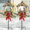 2 Pcs Nativity Scene Outdoor Yard Stakes Metal Christmas Light Decorations LED Christmas Decorations Nativity Scene Outdoor Solar Outdoor Lighted Nati