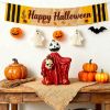 Halloween Ghost Figurine,4.8in Pumpkin Witch Statue with Skull Candle Holder for Halloween Table Decoration,Haunted House,Gothic Home,Spooky Ornaments