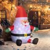 6' Inflatable Santas, Blow-Up Christmas Decor with Rotating Magic Ball Light, Claus for Outdoor Yard, Garden Party