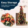 6 ft Fully Decorated Christmas Tree, Gold and Red Collapsible Christmas Tree with 350 Warm Lights, Bows, Ornaments, Holly Leaves and More