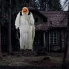 3.9' Outdoor Halloween Hanging Pumpkin Ghost w/ Light Up Eyes, Sound Activated Prop w/ Creepy Howling Sounds