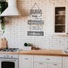 Bless the Food Before Us Farmhouse Kitchen Wall Decor - Dining Room Decorations Collage Art in White Grey Color - Wooden Rustic 5pcs Roped Sign 13x24