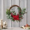 23.5" POINSETTIA/BERRY/EUCALYPTUS HALF Wreath