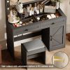43.4"Makeup Vanity Table, Makeup Table with Large Mirror and 11 LED Light , Brightness Adjustable, Dressing Table Desk with 3 Drawers