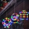 Christmas Window Decorations, 3 Pack USB Multicolor Wreath, Gift Box, Santa Claus Xmas Indoor Window Lights, 8 Flashing Modes LED Lights for New Year