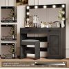 43.4"Makeup Vanity Table, Makeup Table with Large Mirror and 11 LED Light , Brightness Adjustable, Dressing Table Desk with 3 Drawers